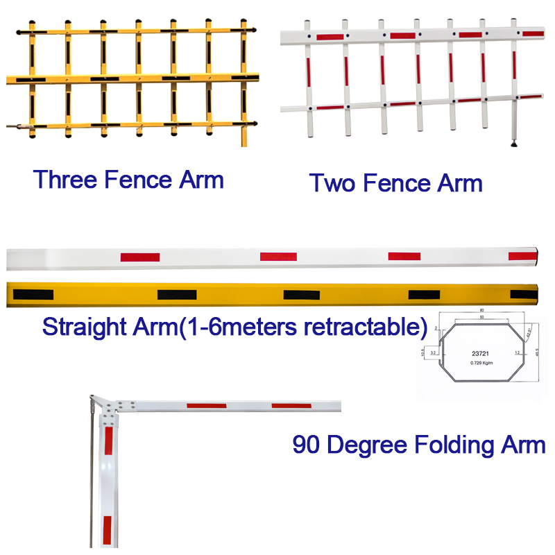 HBF01-2F6 6S AC 6M Two Fence Arm Boom Barrier 